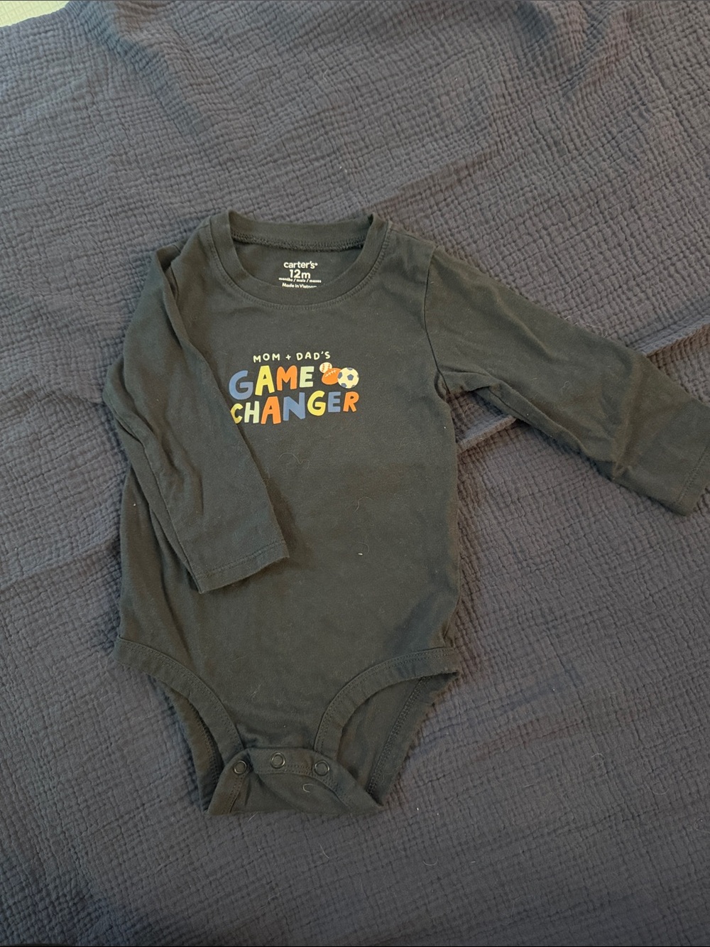 Carter's Black "Game Changer" Long-Sleeve Baby One-Piece